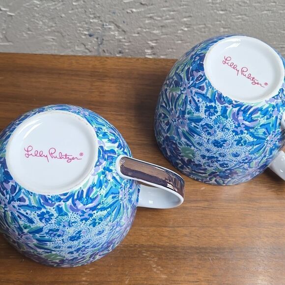 LILLY PULITZER HIGH MAINTENANCE BLUE FLORAL COFFEE MUG SET - Picture 10 of 10